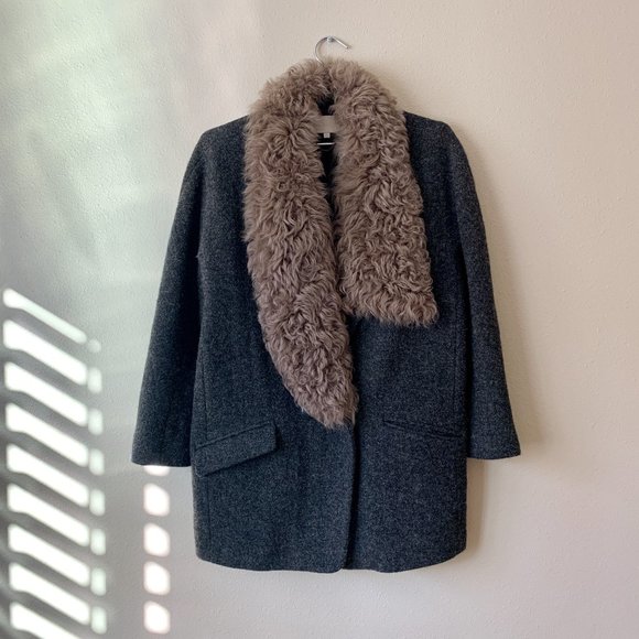 Vanessa Bruno Jackets & Blazers - vanessa bruno shearling collar coat / sz 36 s - m